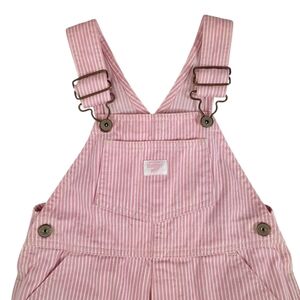 OshKosh B’gosh Pink White Railroad Stripe Bib Overalls Girls Size 5 Cotton
